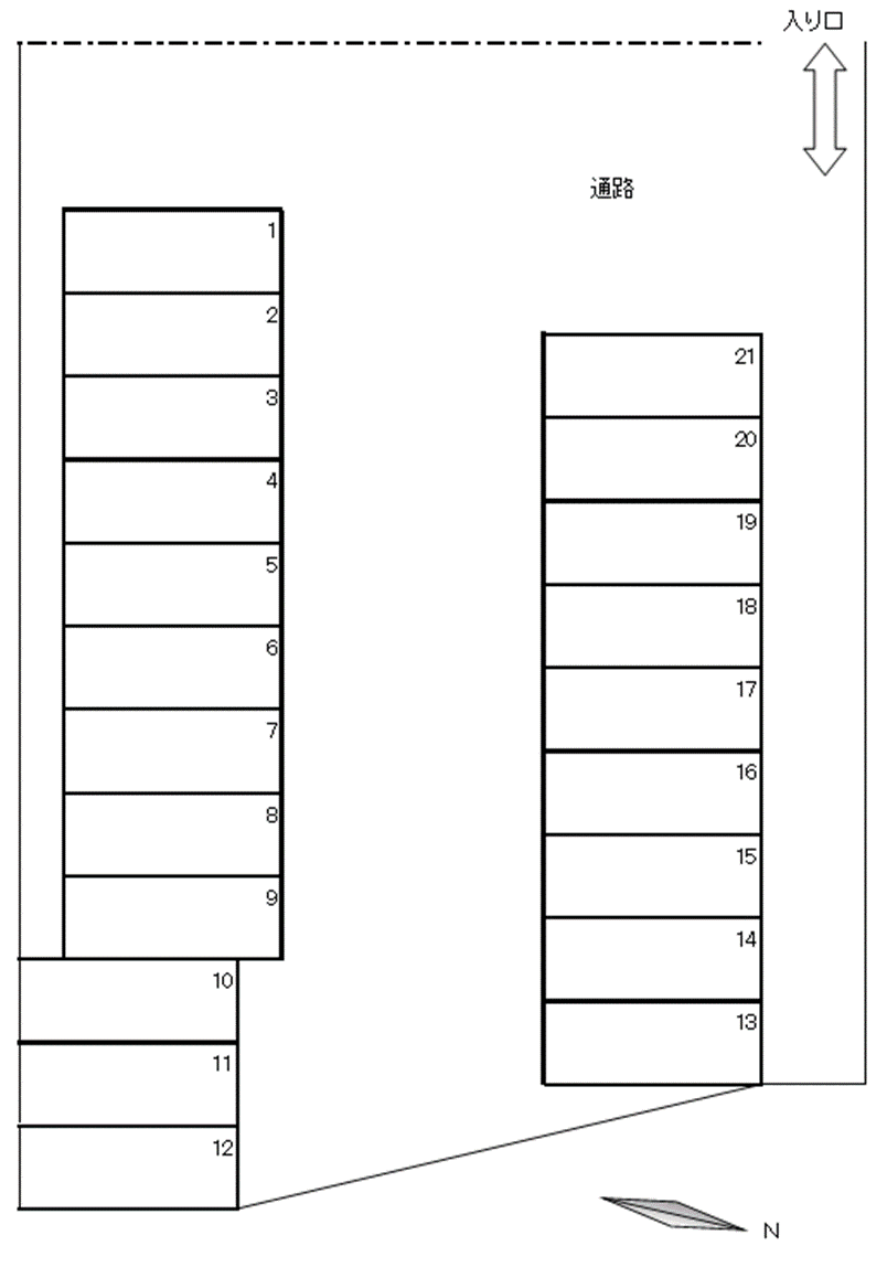 栄町東パーキングの駐車配置図