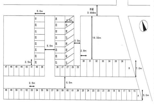 第5藤本モータープールの駐車配置図