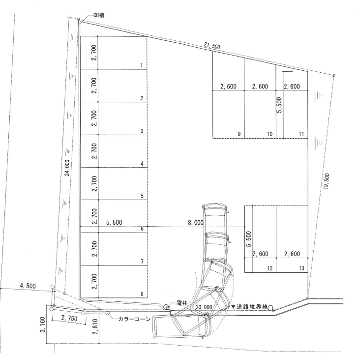 280駐車場の駐車配置図