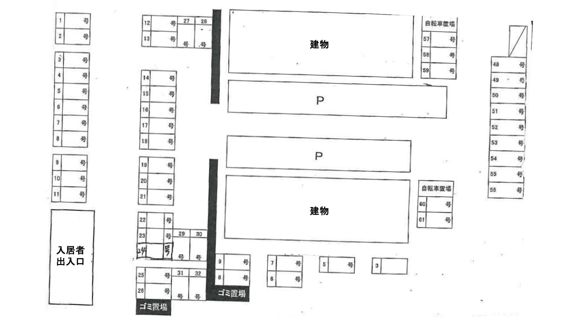 メゾンエスポワールの駐車配置図
