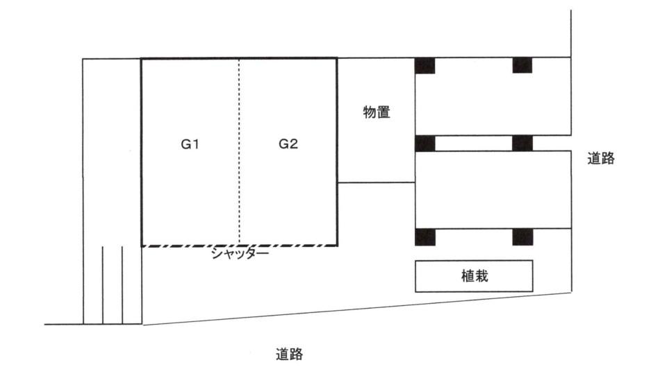 イアスガレージ横浜堀ノ内の駐車配置図