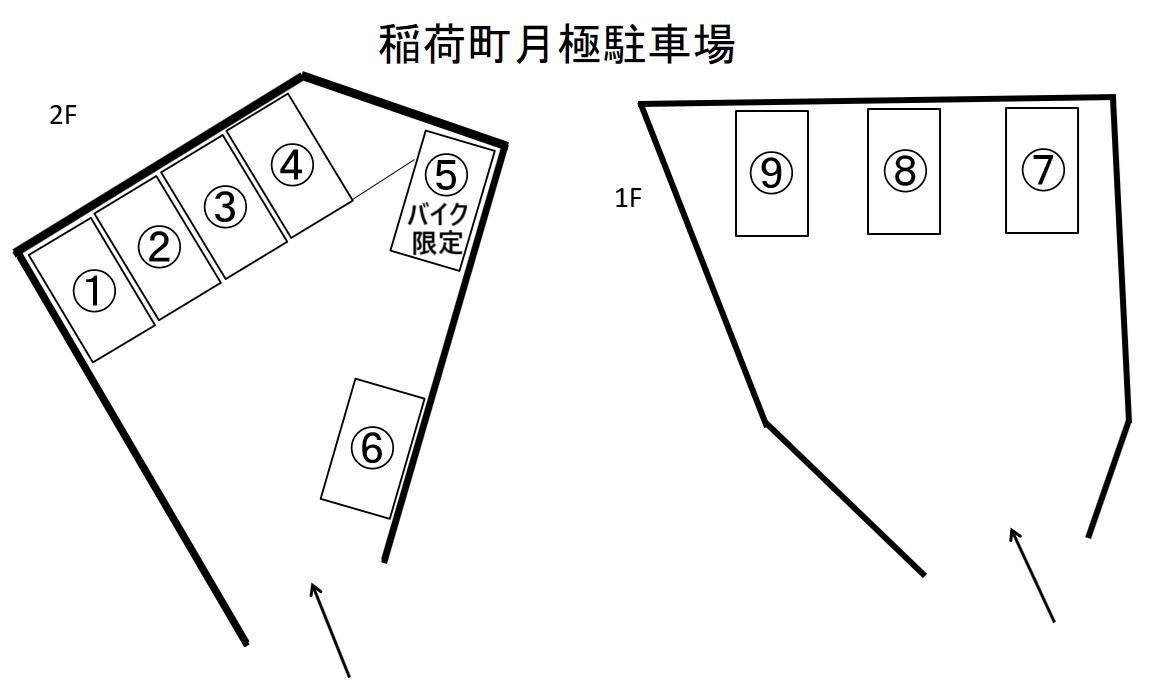 稲荷町月極駐車場の駐車配置図