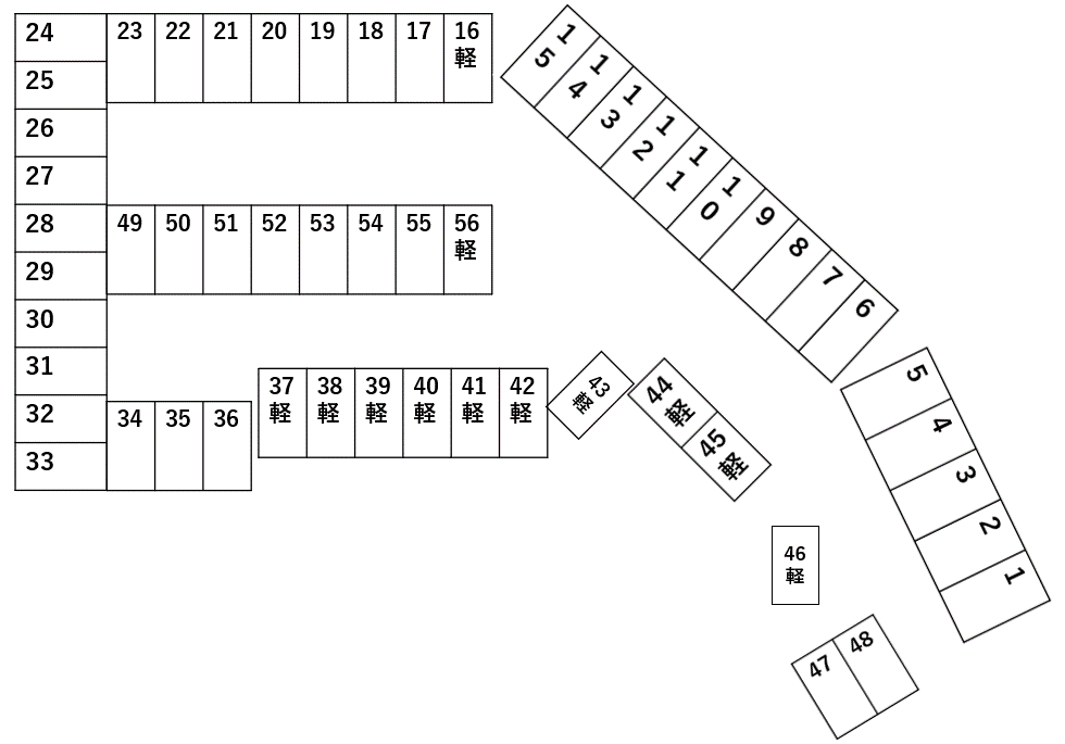 花笑園ガレージの駐車配置図