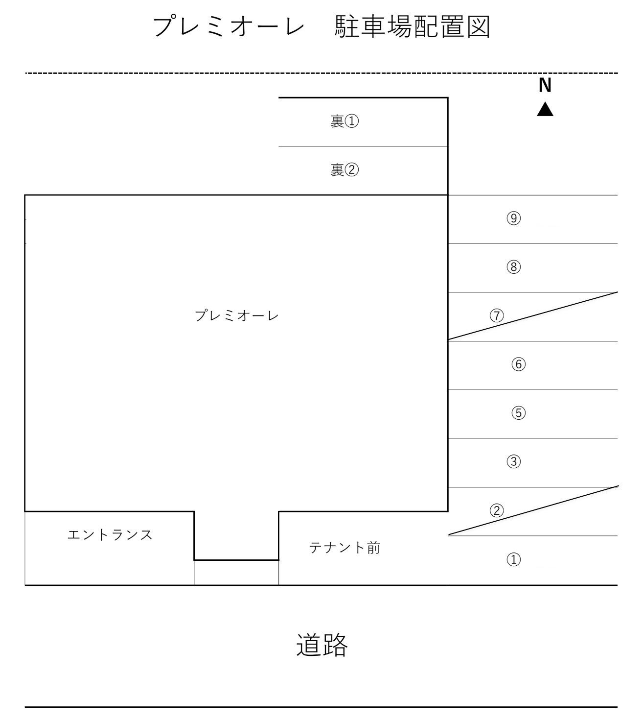 プレミオーレ駐車場の駐車配置図