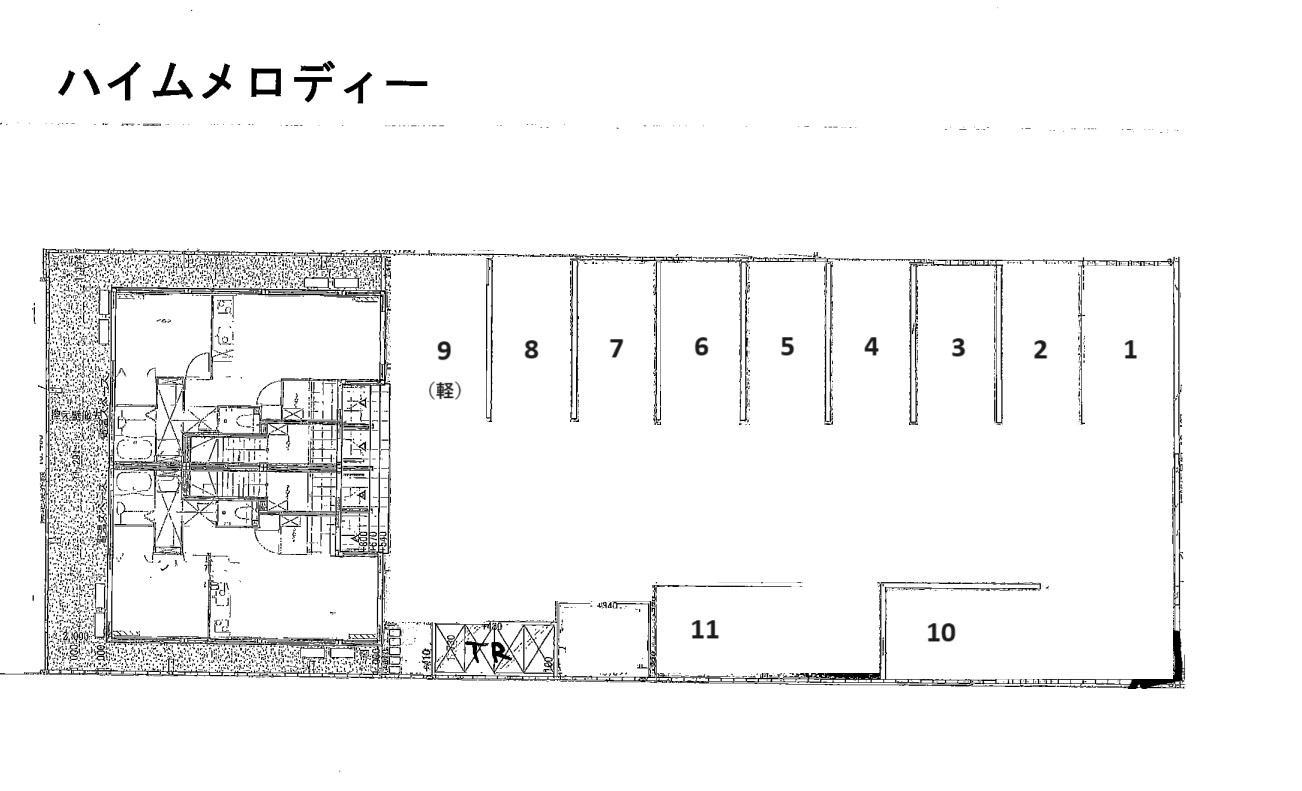 ハイムメロディー駐車場の駐車配置図