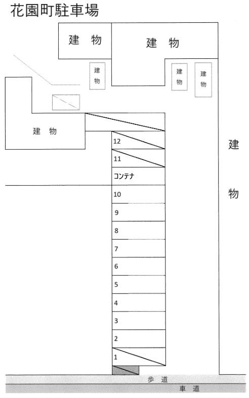 花園町駐車場の駐車配置図