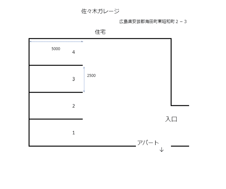 佐々木ガレージ (東昭和町)の駐車配置図