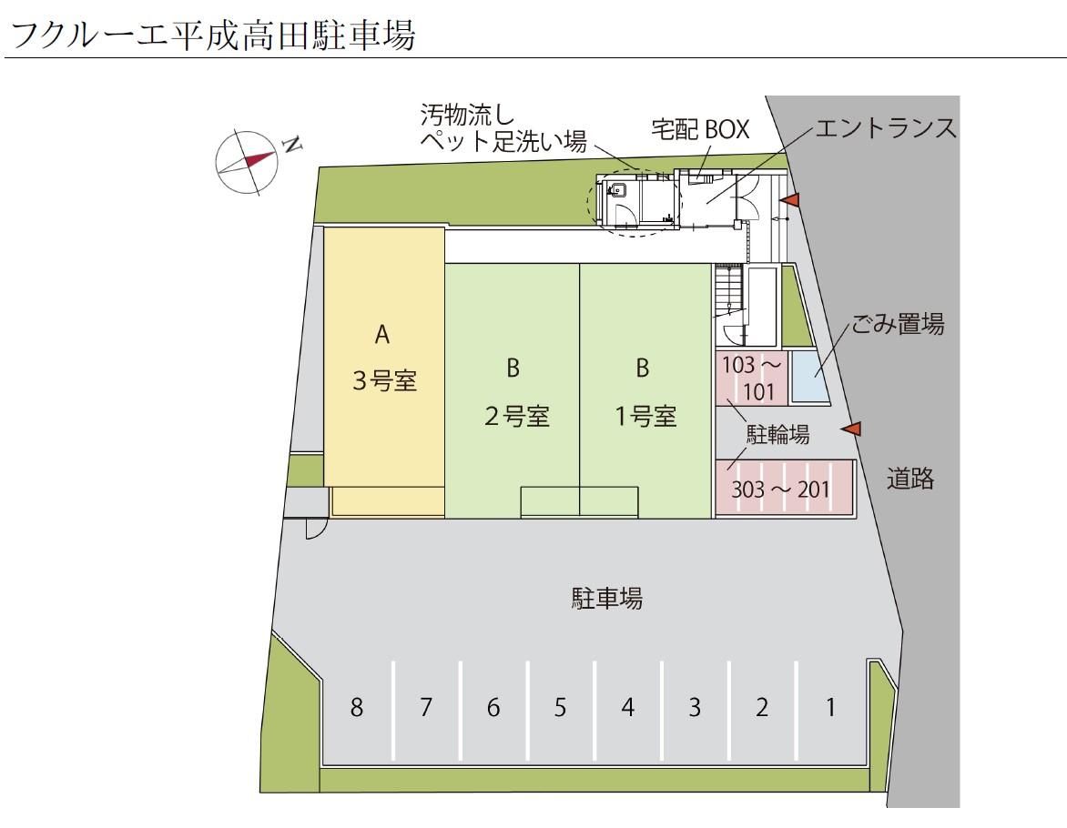 フクルーエ平成高田駐車場の駐車配置図