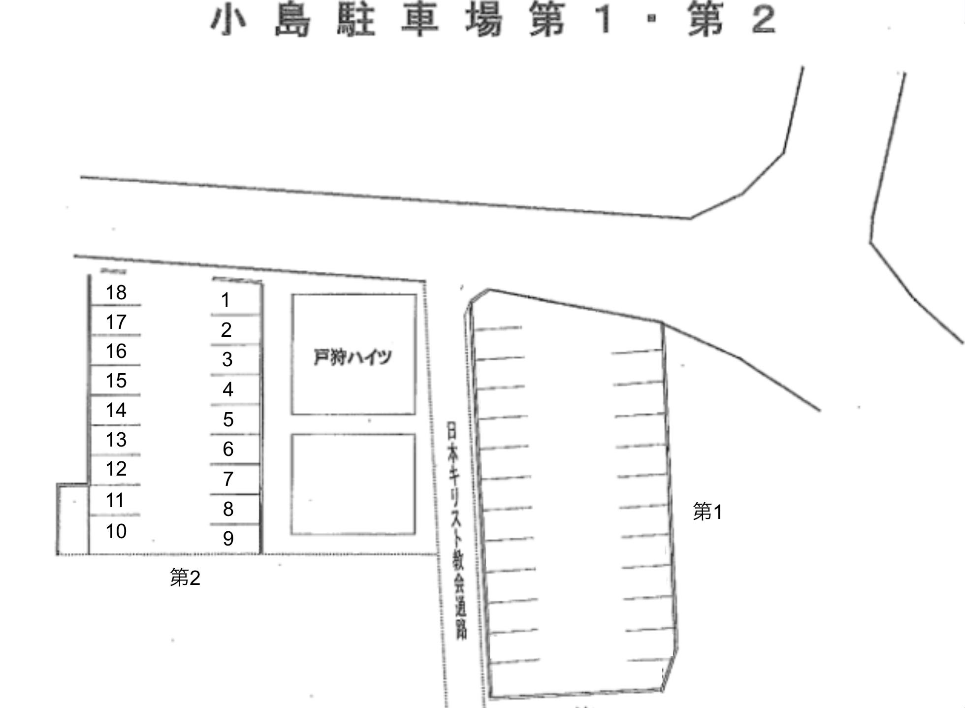 小島駐車場第2の駐車配置図