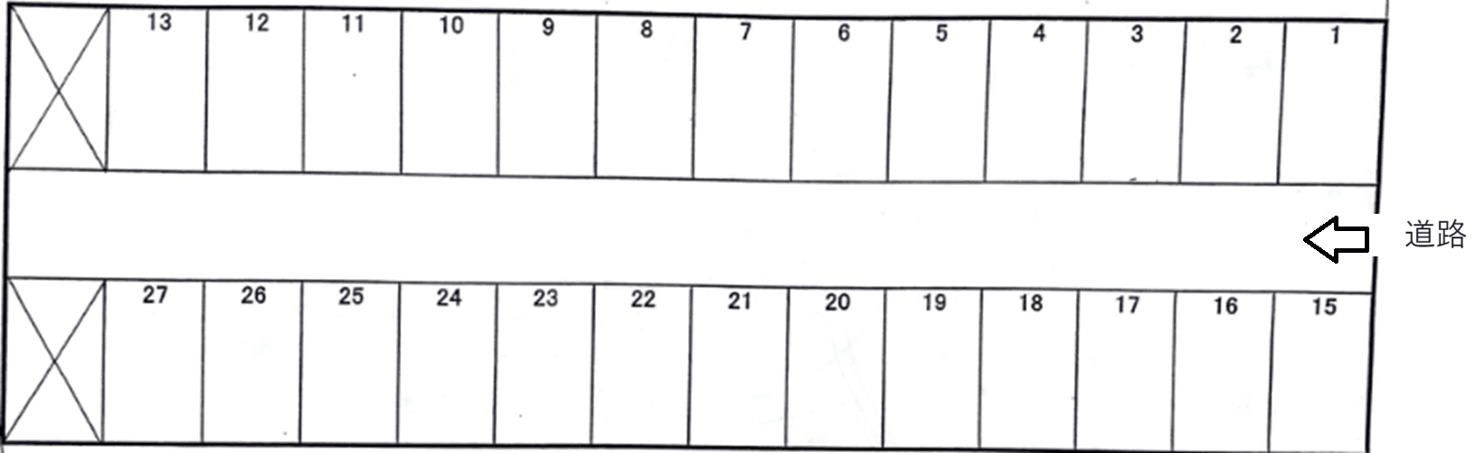 山田新居屋榎坪76番駐車場の駐車配置図