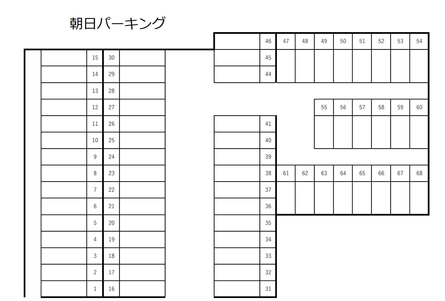 朝日パーキングの駐車配置図