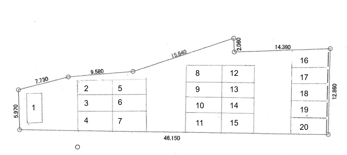 とやの1駐車場の駐車配置図