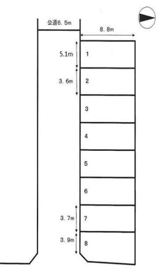 商都通信モータープールの駐車配置図
