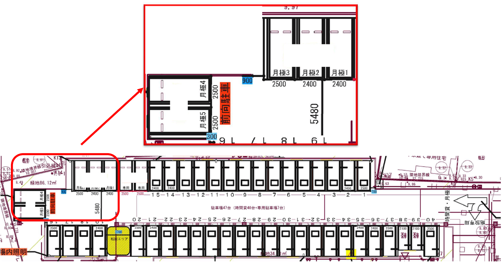 瀬谷駅前第3(旧:スポーツクラブNAS瀬谷第4)の駐車配置図