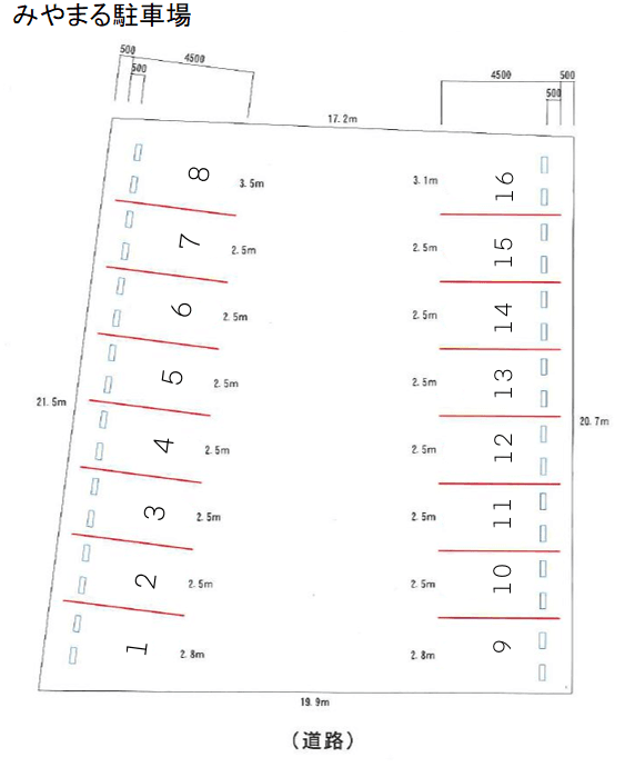 みやまる駐車場の駐車配置図