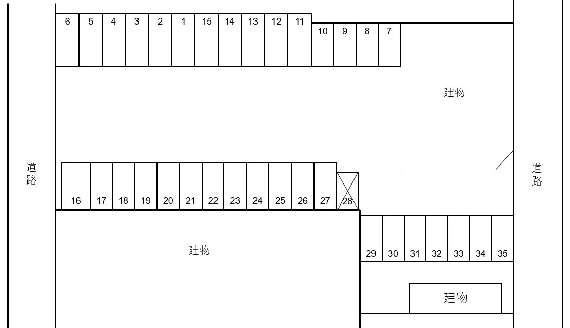 弥生町17-1駐車場の駐車配置図