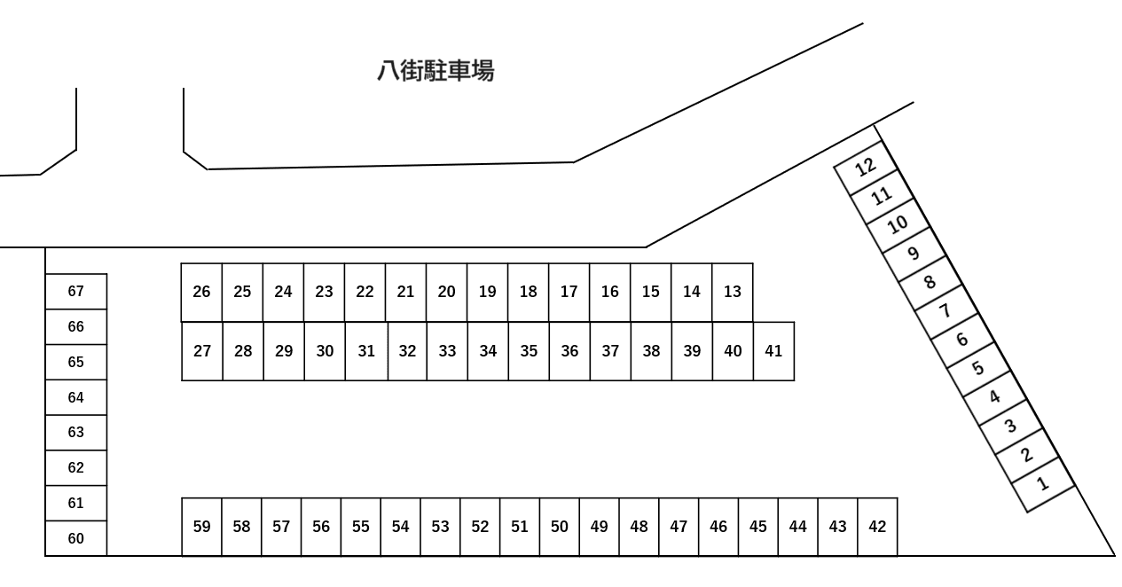 JR八街駅第一北側専用駐車場の駐車配置図