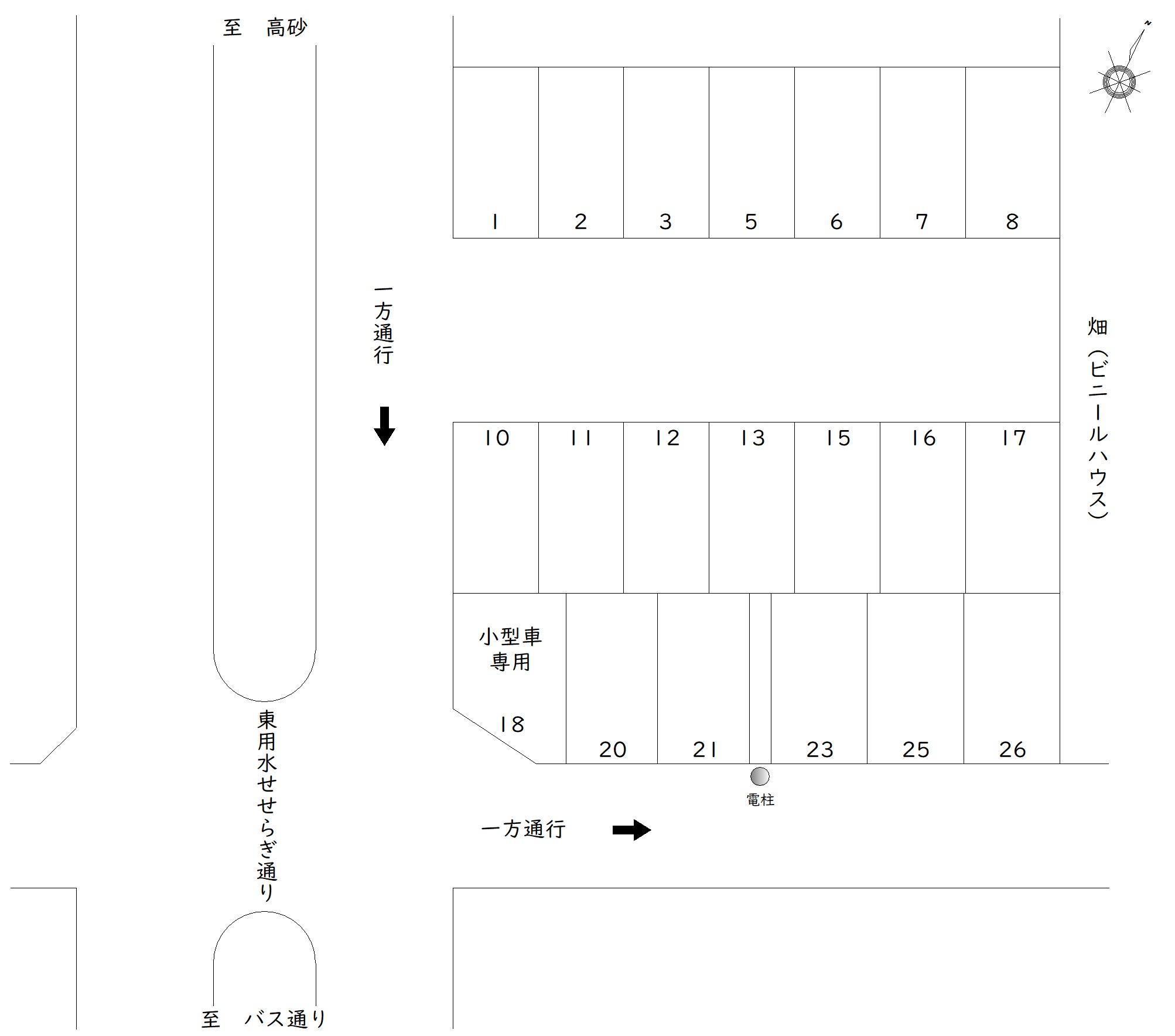 細田3-32 駐車場の駐車配置図