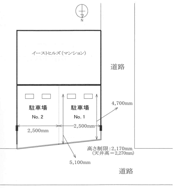 East Hilsの駐車配置図