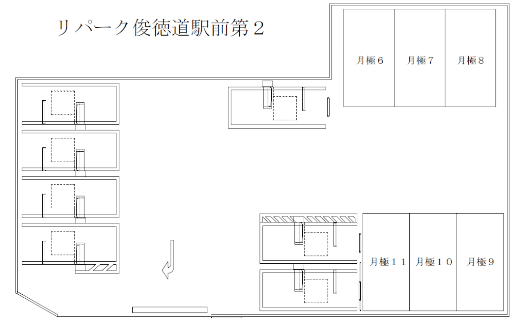 俊徳道駅前第2の駐車配置図