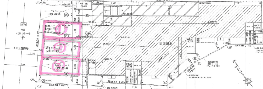 Brooklyn 箱崎 LASPACIO Iの駐車配置図