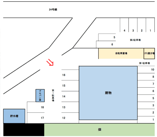 リバーサイド貝田の駐車配置図