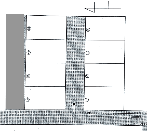 橋本甚目寺沖田118番1駐車場の駐車配置図