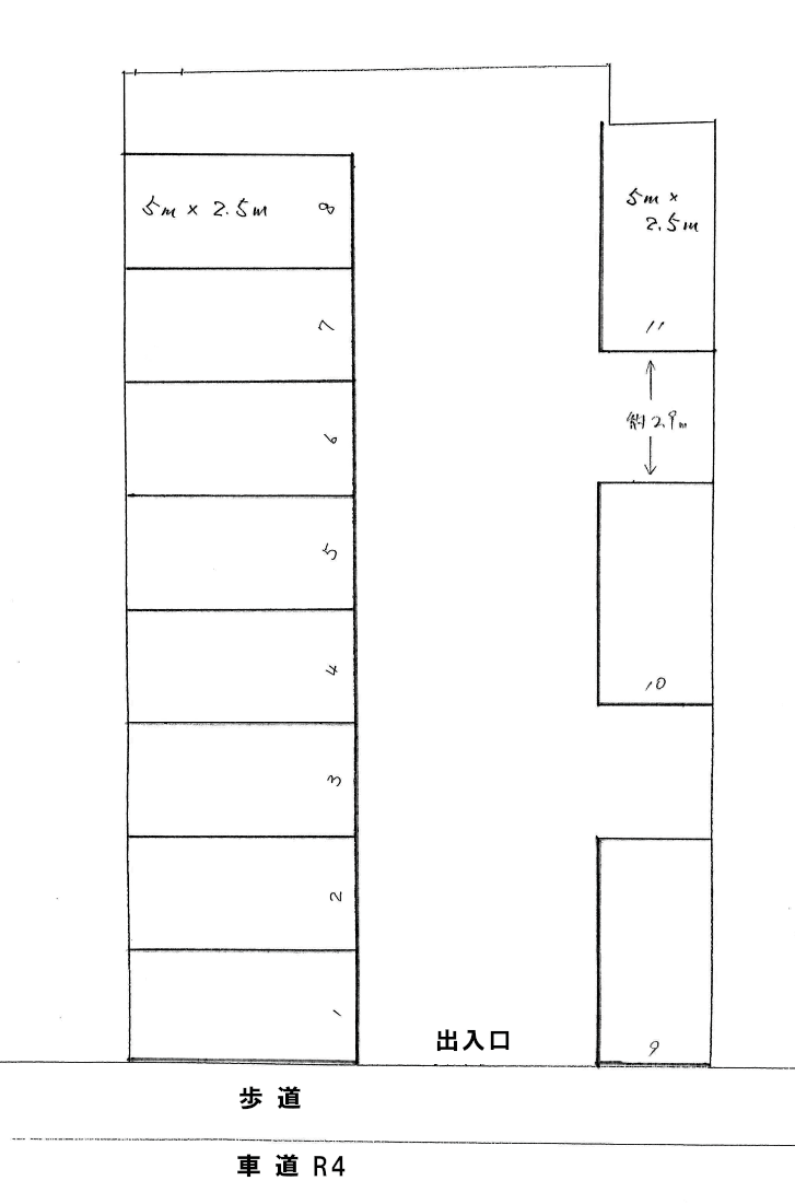 中野石川駐車場の駐車配置図