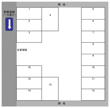 若林町 KW9 駐車場の駐車配置図