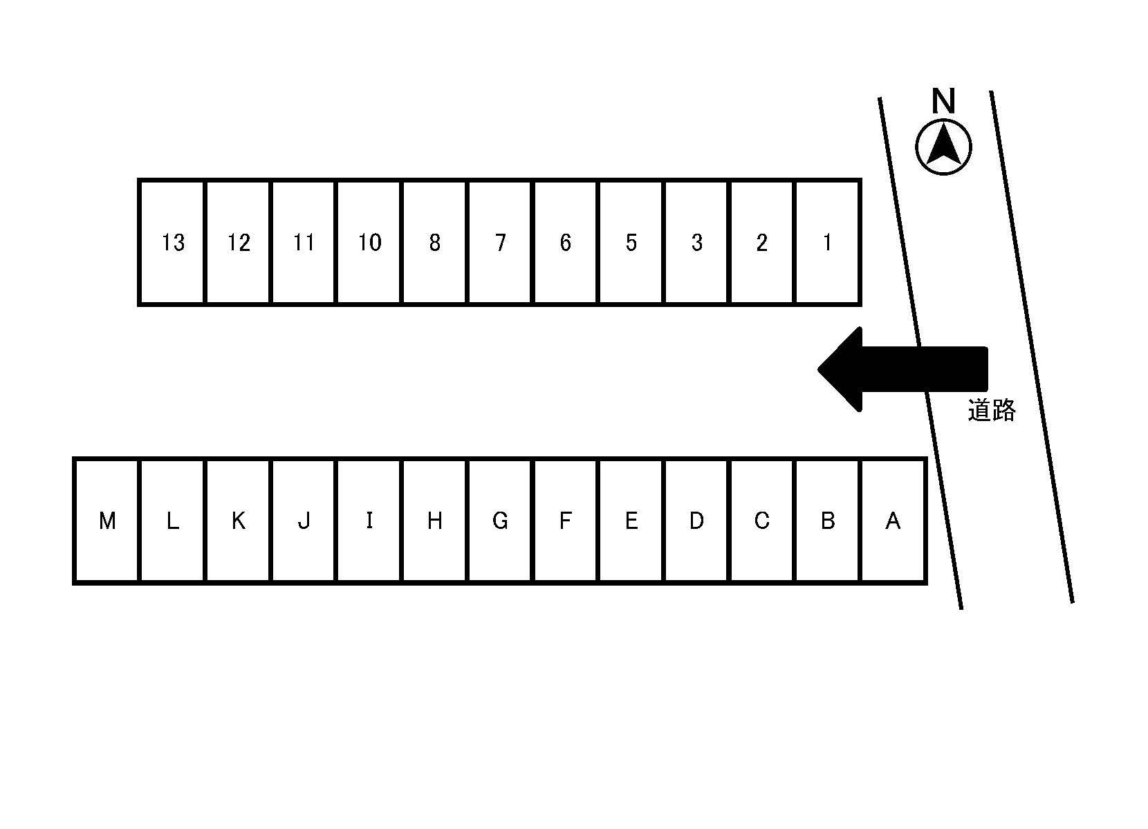 中山様下陰月極駐車場の駐車配置図