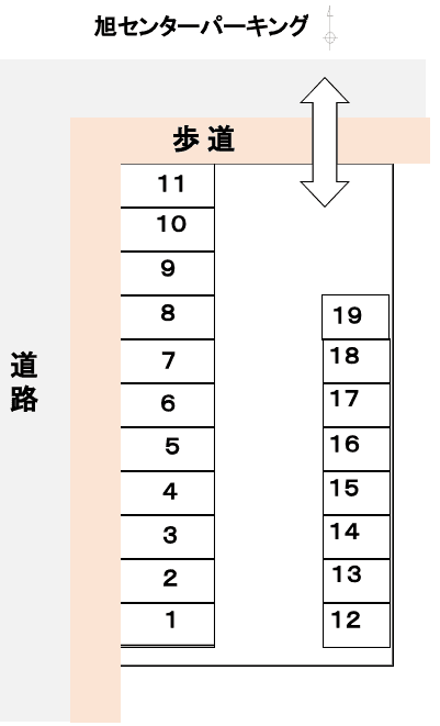 旭センターパーキングの駐車配置図
