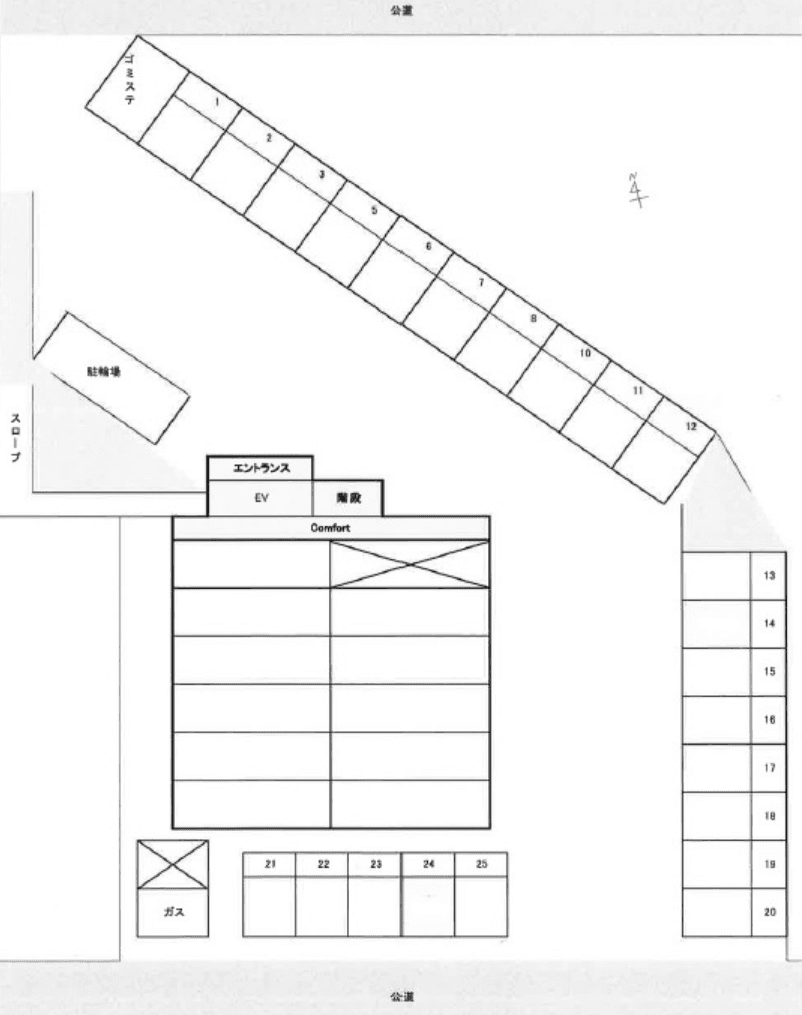 FK Confort駐車場の駐車配置図
