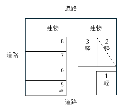 白濱ガレージの駐車配置図