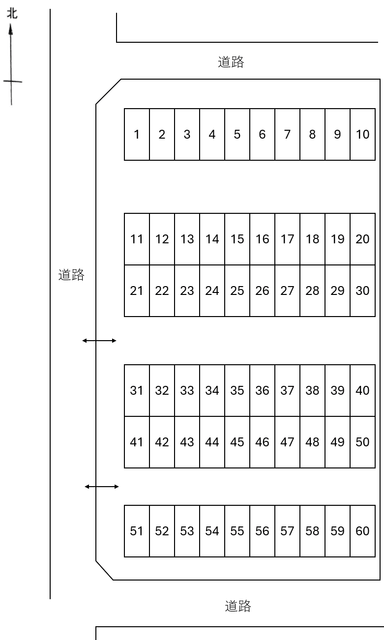 追分町3丁目394番駐車場の駐車配置図