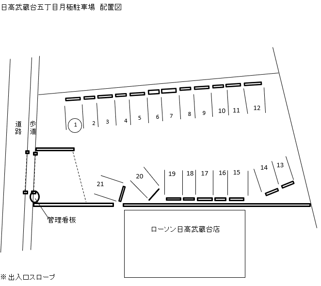 日高武蔵台五丁目月極駐車場№87の駐車配置図