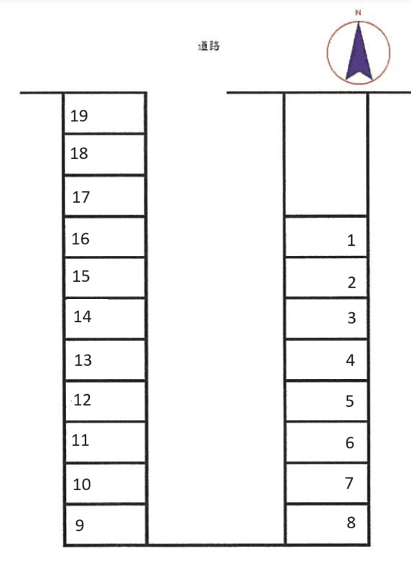 桜ヶ丘佐藤駐車場の駐車配置図