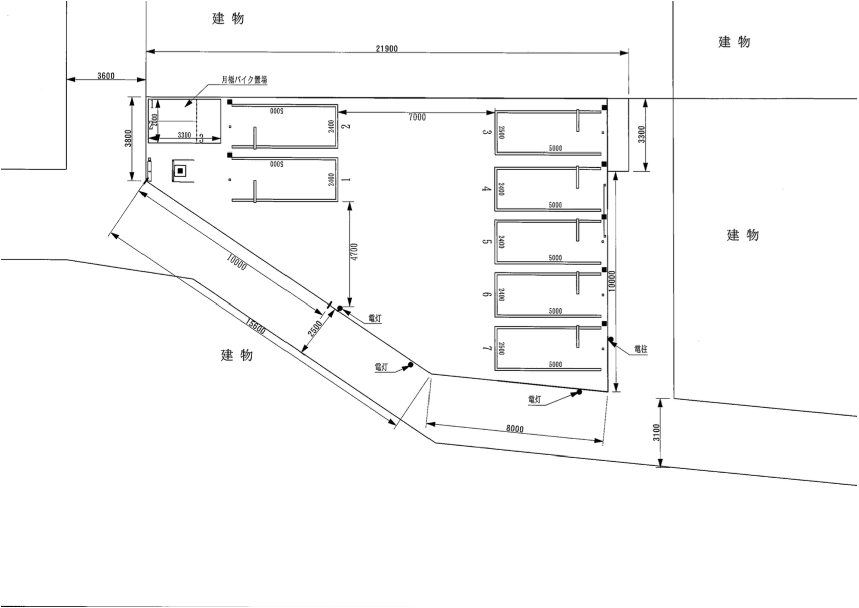 パークフィールド中野中央3丁目月極バイク駐車場の駐車配置図