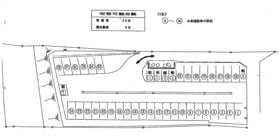 府中町千代ガレージの駐車配置図
