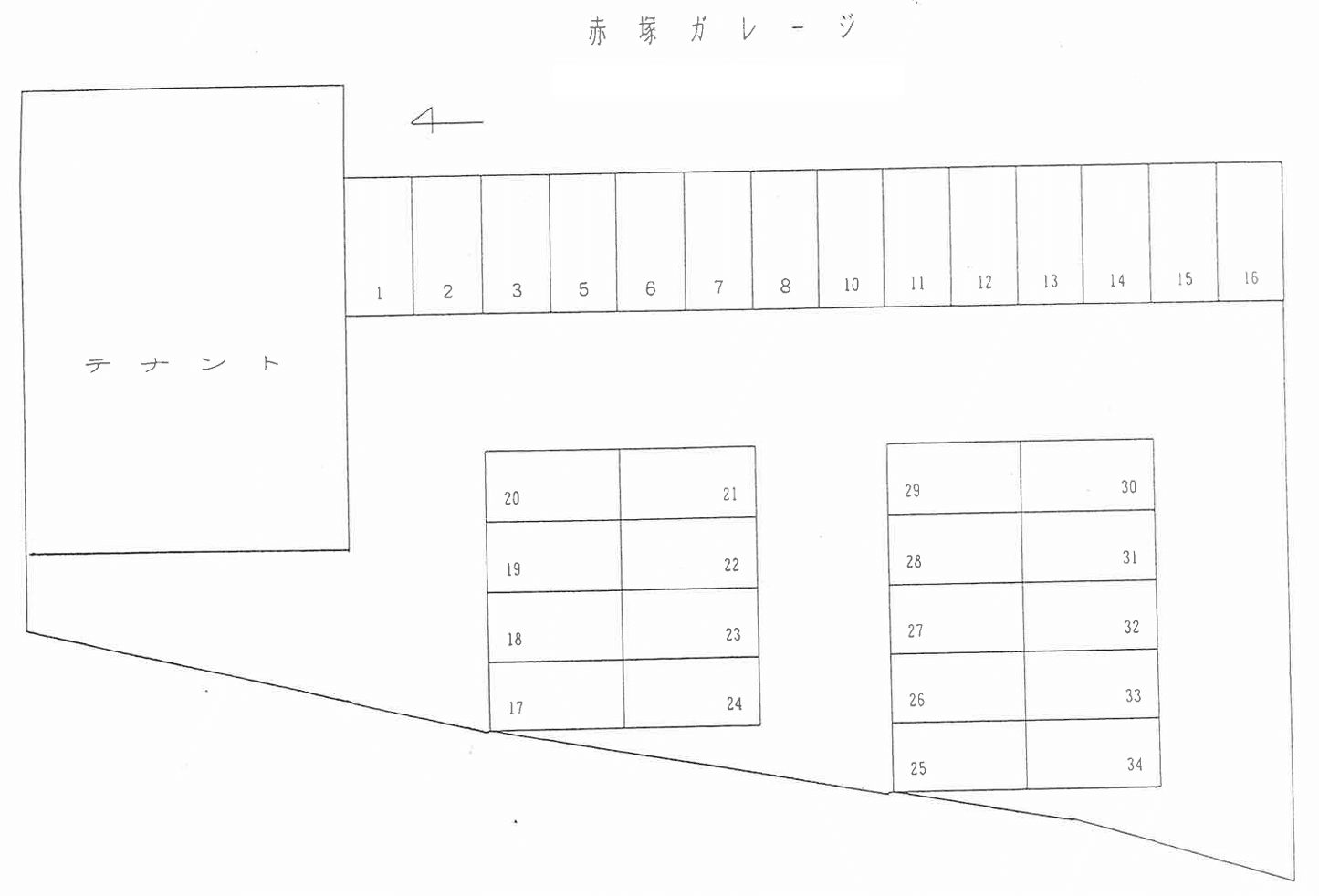 赤塚ガレージの駐車配置図