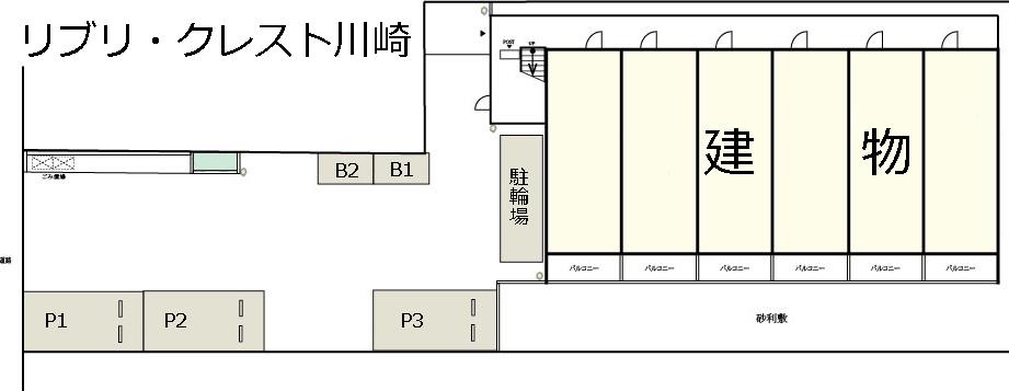 リブリ・クレスト川崎の駐車配置図