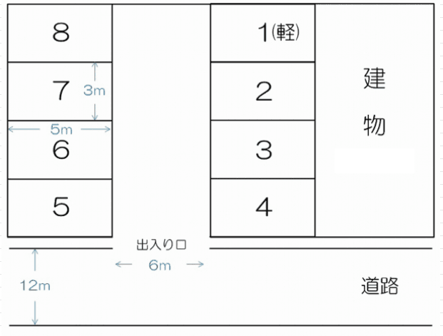 第1澤田駐車場の駐車配置図