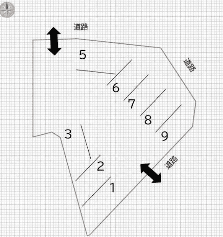 東若林町1129-1駐車場の駐車配置図