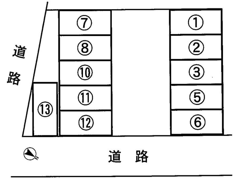 高根木戸バス通り駐車場の駐車配置図