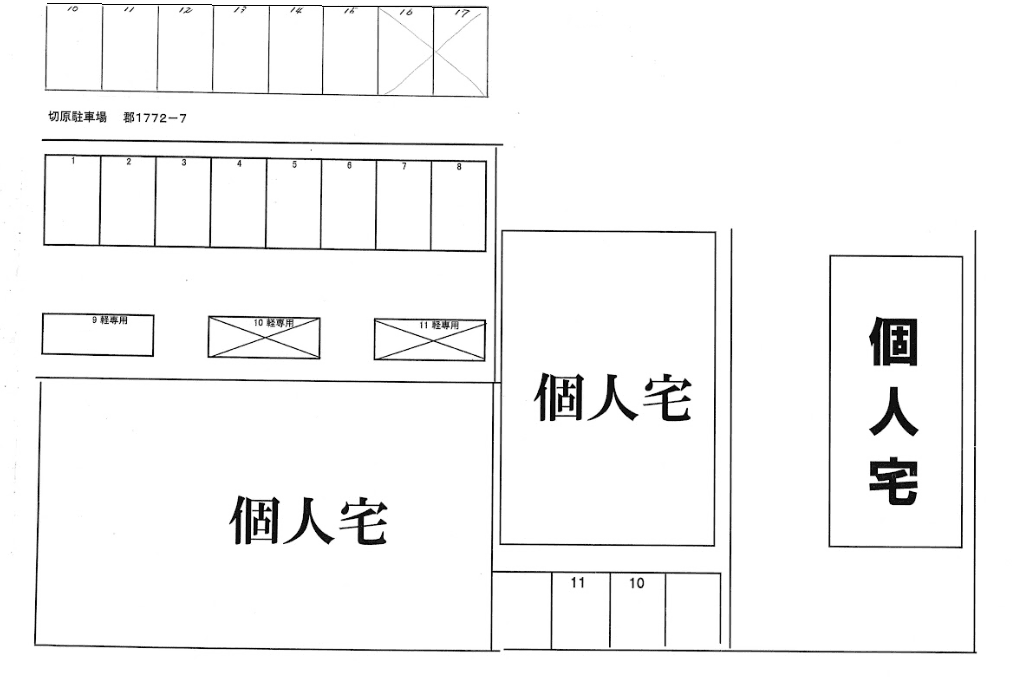 切原駐車場の駐車配置図