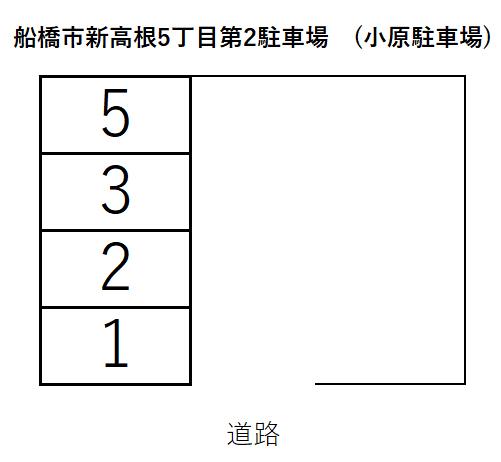船橋市新高根5丁目第2駐車場 (小原駐車場)の駐車配置図