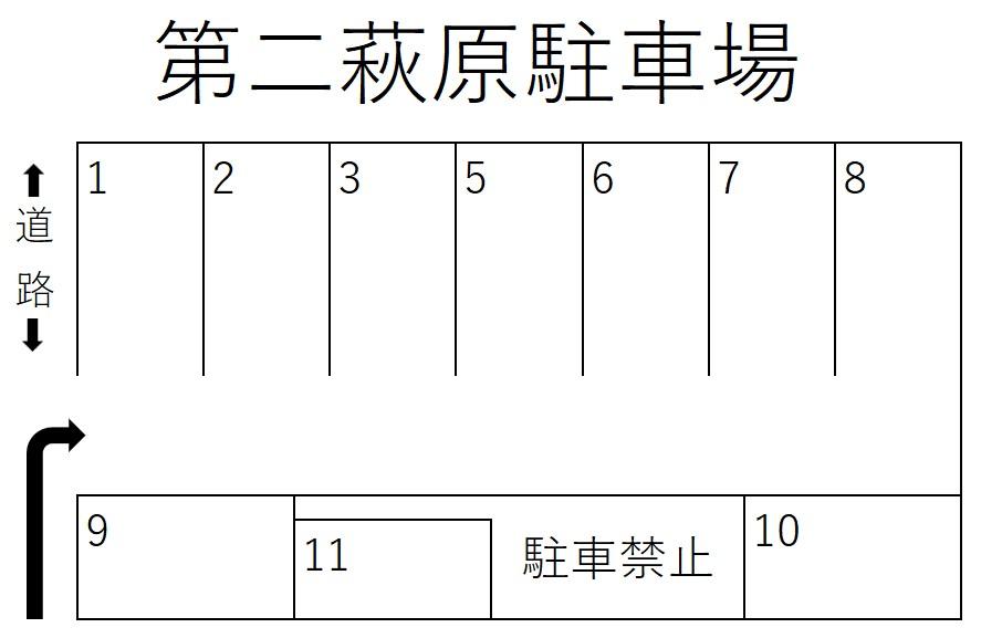 第二萩原駐車場の駐車配置図