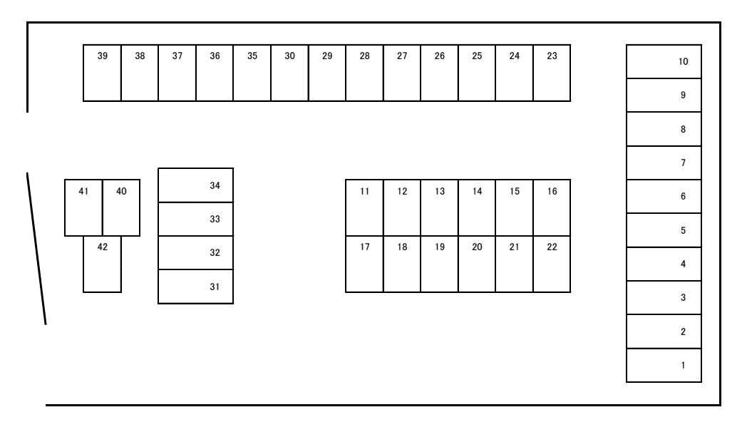 西原駐車場の駐車配置図