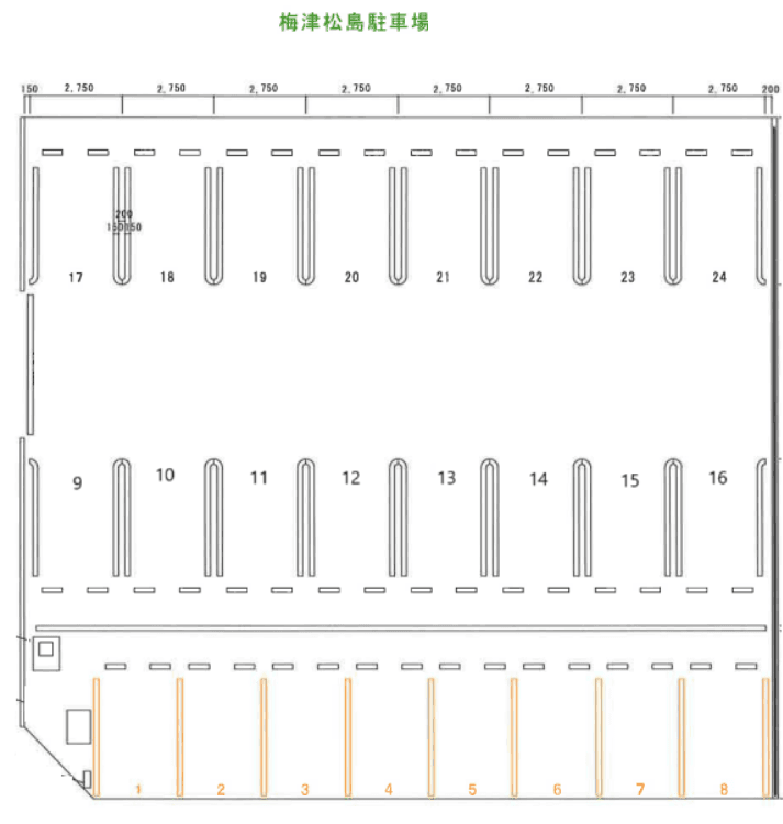 梅津松島駐車場の駐車配置図