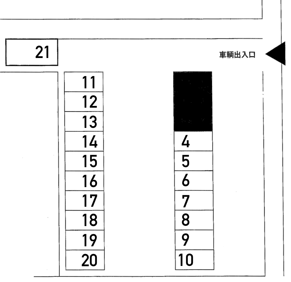 織茂駐車場(東山田)の駐車配置図