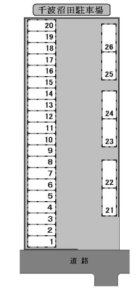 千波沼田駐車場の駐車配置図